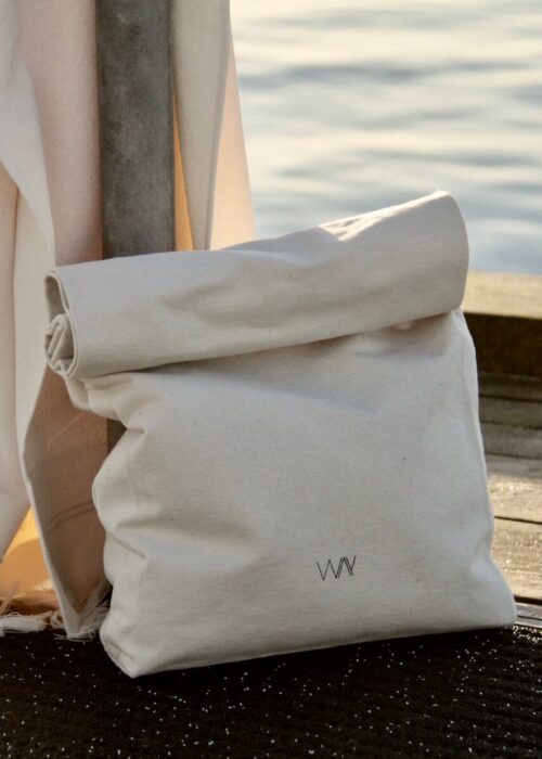WAY beach towel bag in organic cotton with white towel