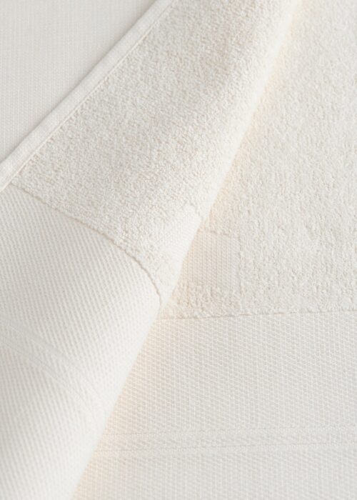 White WAY beach towel close-up terry cotton detail