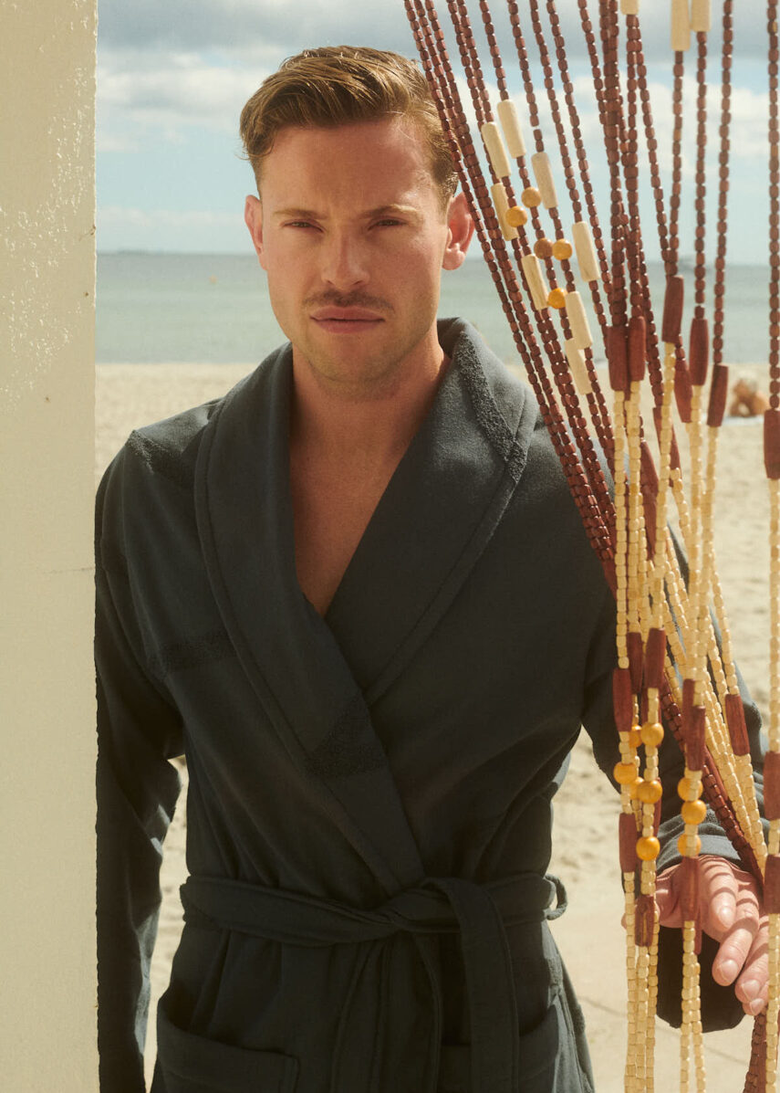Marin Bathrobe details in charcoal from WAY