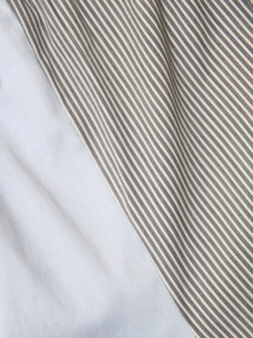 Upcycled blue striped SUN Shorts from WAY collaboration with Salvation Army close-up