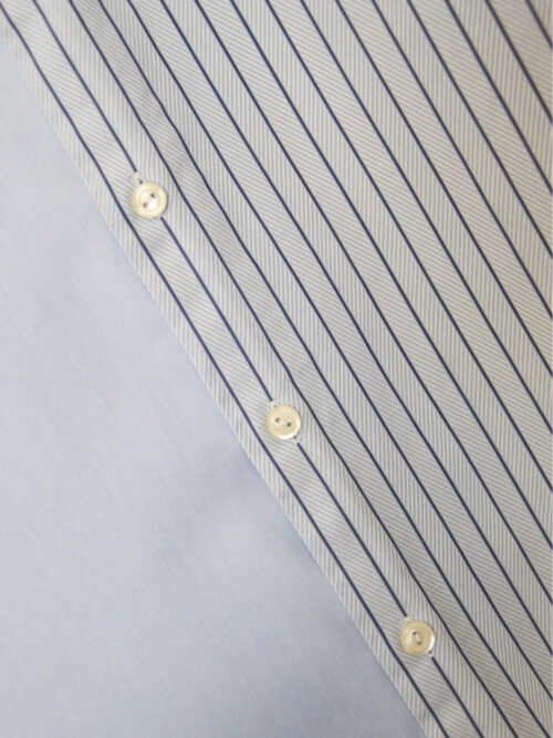 Upcycled blue SUN Shirt from WAY collaboration with Salvation Army close-up