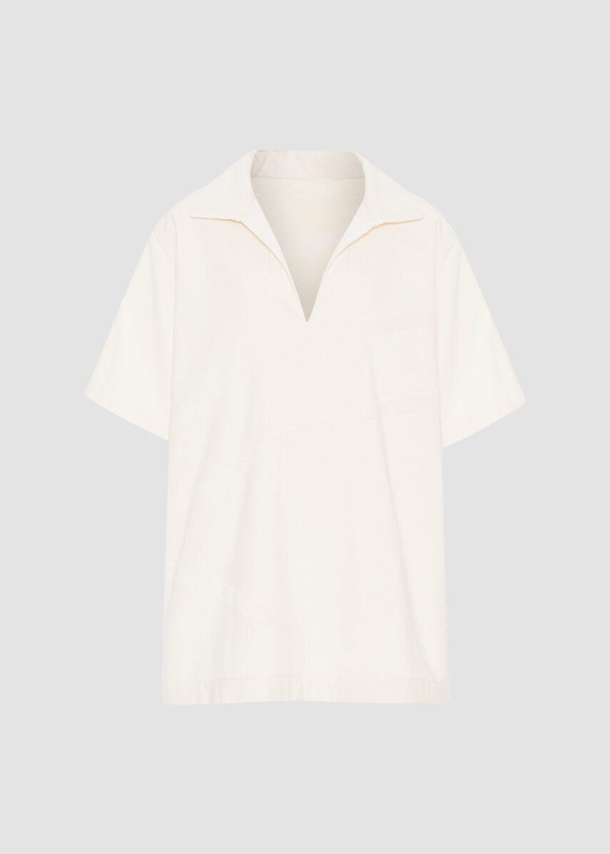 WAY Ponza polo top in SHEEL cream white