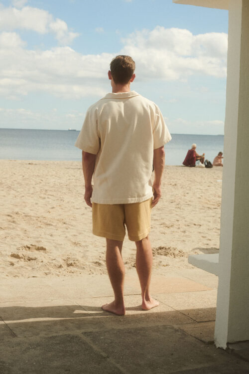 WAY Elba Pants in Shell cream white on male model front