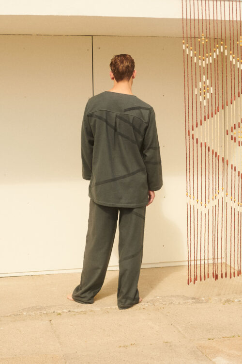 WAY Elba Pants in Charcoal grey on male model from behind