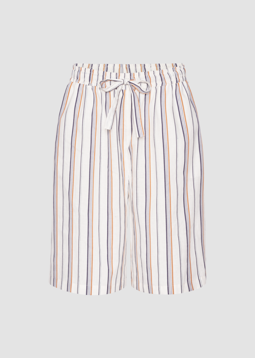 Lifestyle image of long striped Icaria Shorts from WAY