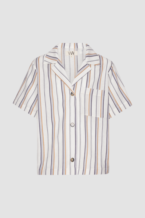 Packshot of short sleeved beach shirt with striped. Alzada Shirt from WAY