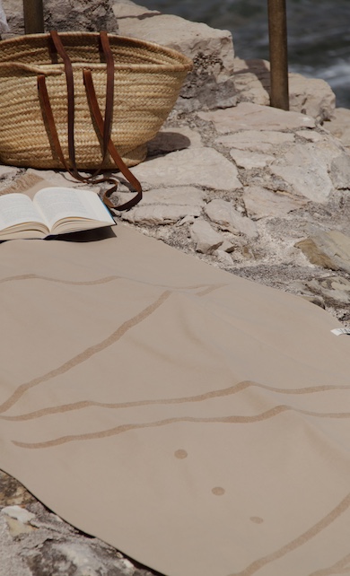 Camel beach towel from WAY on the cliffs by the beach