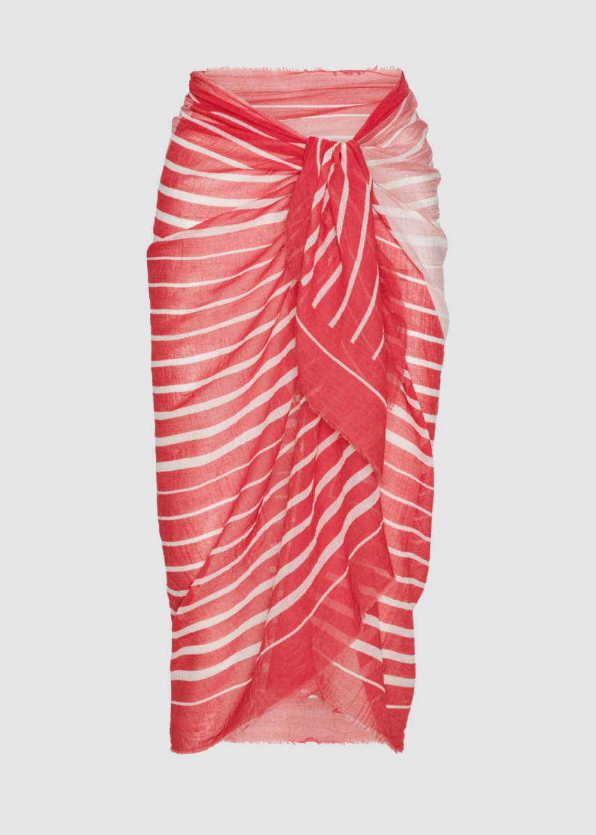 WAY x Petites pommes pareo sarong in red with sunset print