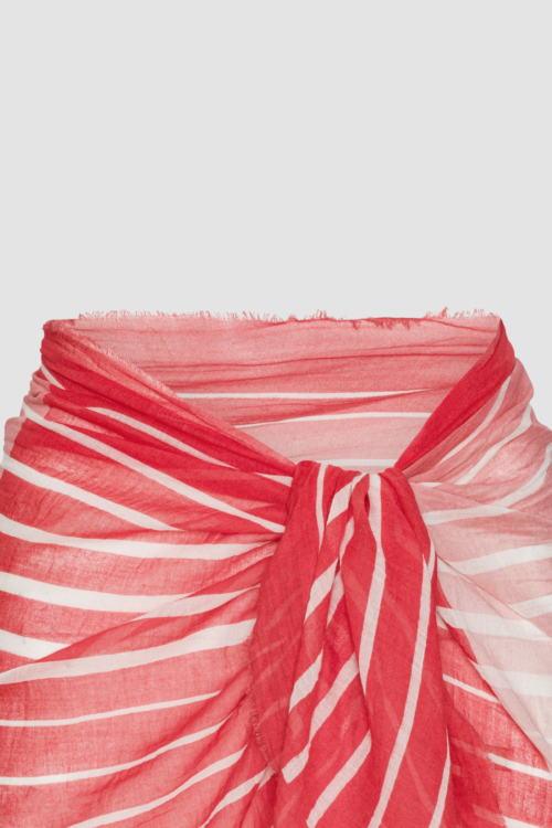 WAY x Petites pommes pareo sarong in red with sunset print_detail of the knot